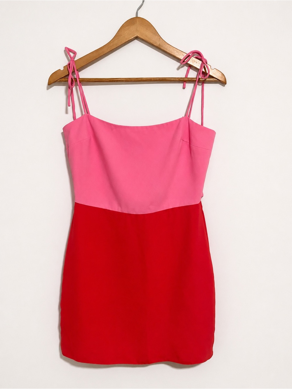 Amanda Uprichard x REVOLVE Avani Colorblock Mini Dress Pink Red Tie Strap